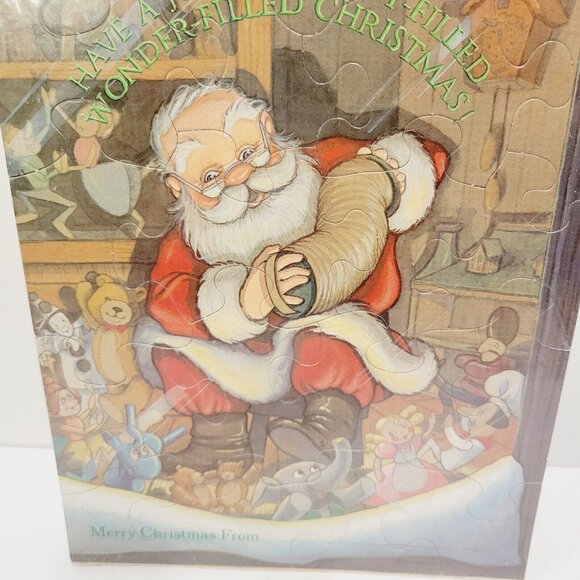 Holiday Hallmark Puzzle Greeting Card With Envelope Santa Christmas Scene - Picture 2 of 6